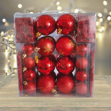 Kerstballenset (62-delig) roodkleurig