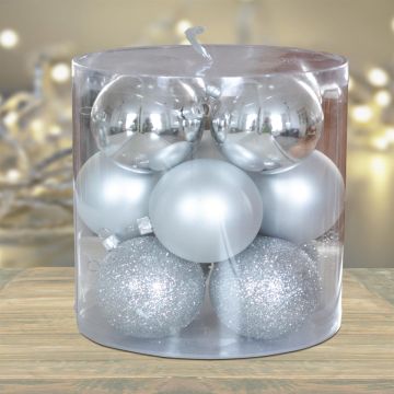 Kerstballen zilver onbreekbaar 7cm