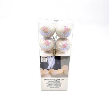 Kerstballen wit Led x 10