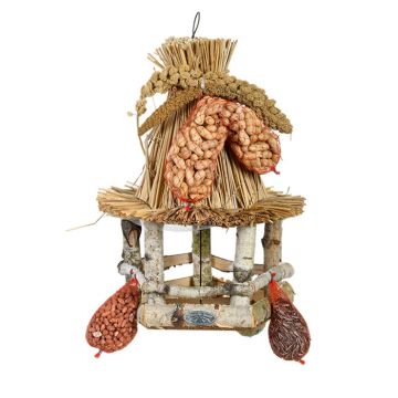 FB850 Voedertafel met rieten dak inclusief vogelvoer