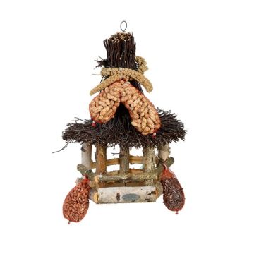 FB851 Voedertafel met dak van berkentwijgen inclusief vogelvoer