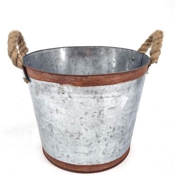 Zink emmertje koperen rand 23 cm