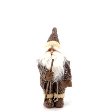Kerstman Taupe met Wandelstock 35 cm